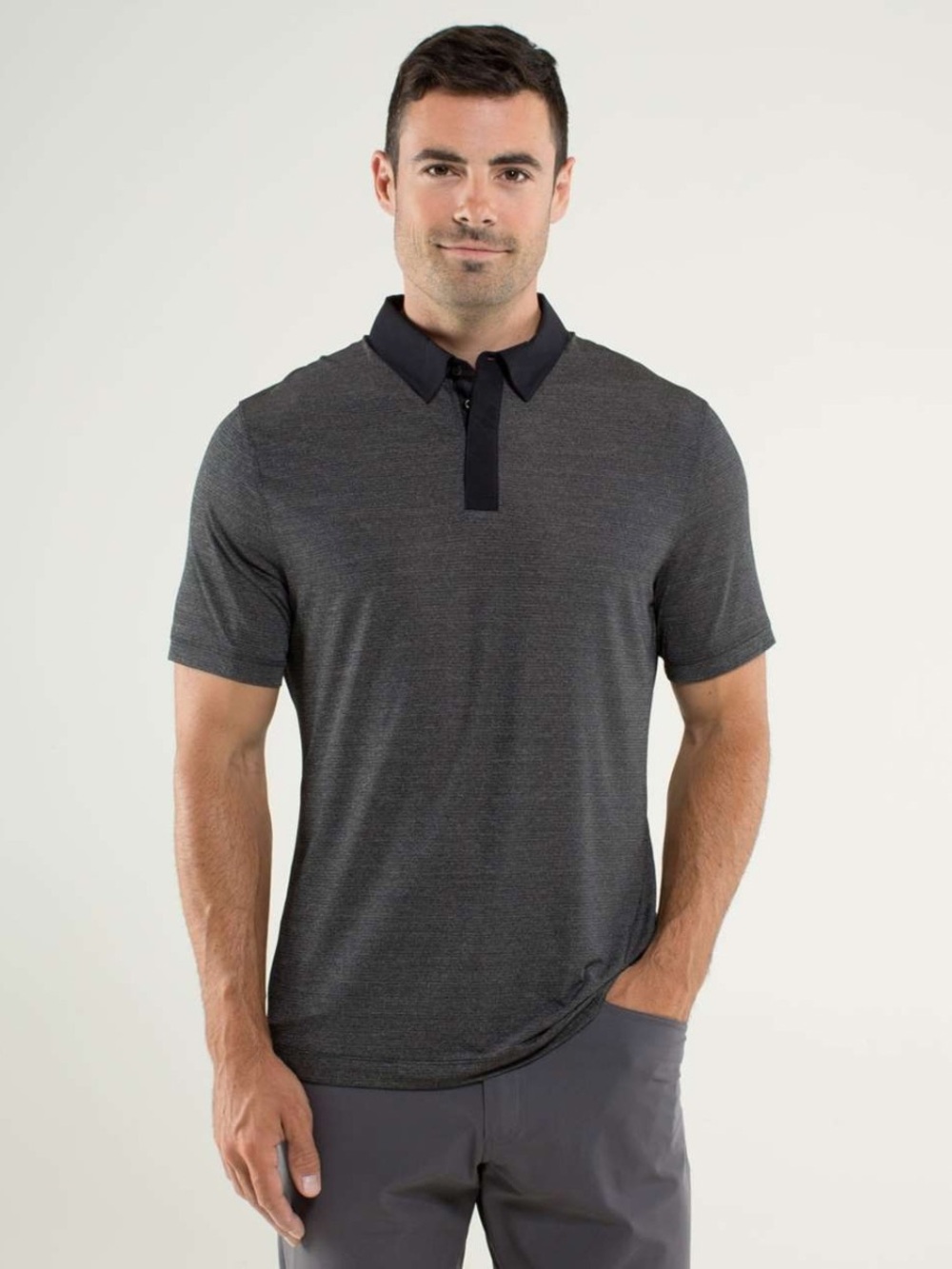 Lululemon Precision Polo Shirt Heather Grey Black Men’s M